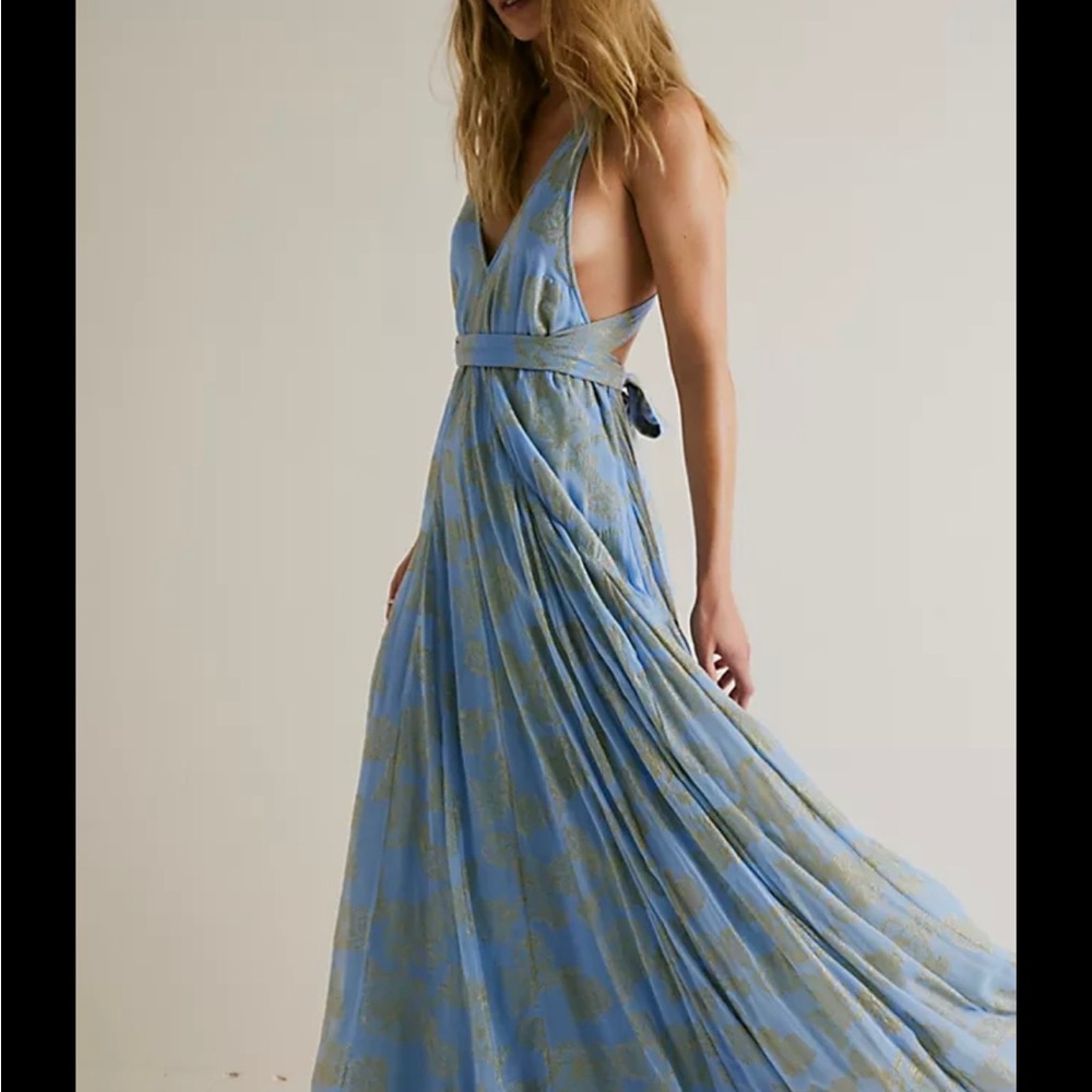Free People Blue Tiered Sundress